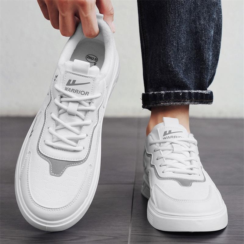 Warrior Two Cotton Fashion Versatile Artistic Minimalist Trendy Casual Wrap Warm Balance Low-Top Skate Shoes Men Sneaker White Gray WBN(JS)-321201