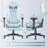 KORNOX Ergonomic Gaming Chair Fabric with Footrest,Office Chair High Back,Game Chair with Headrest and Lumbar Support for Girls,White and Blue