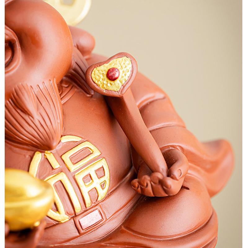 ceramics God Wealth sculptures and figurines Chinese mythological figures Home Living Room Office Wealth Luck Feng Shui Decor