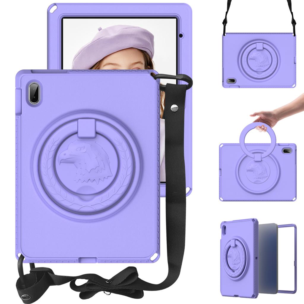 For iPad (2025)/10.9 (2022)/Air 11 (2025)/(2024) Case Eagle Pattern Rotating Kickstand Tablet Cover with Shoulder Strap