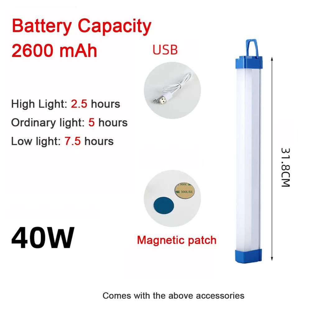 Led Tube Camping Light Usb Rechargeable Dc5v 17cm 32cm 52cm 6000k 3000k 20w/60w With/hook Multifunctional Lamps Outdoor Portable