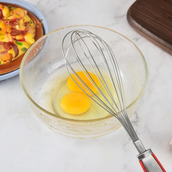 12 Inch Stainless Steel Egg Whisk Anti Slip Rubber Handle Handheld Manual Egg Mixer Stirrer Beater Kitchen Baking Cooking Tool