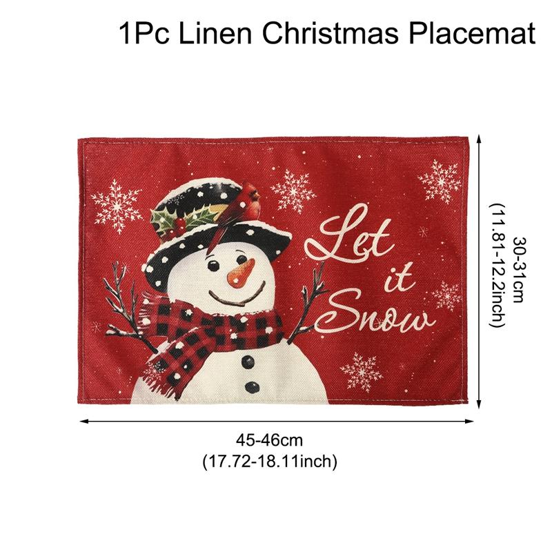 1/4pcs Snowman Christmas Placemats Linen Tableware Mat Christmas Decorations For Home Kitchen 2026 Xmas Navidad Noel Table Decor
