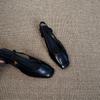 Sheepskin retro versatile black commuter shallow mouth Mary Jane shoes women's single shoes square head leather sandals women's summer wear