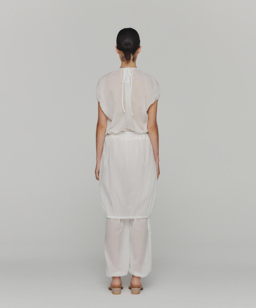 Amomento Sheer Volume Shirring Top_White