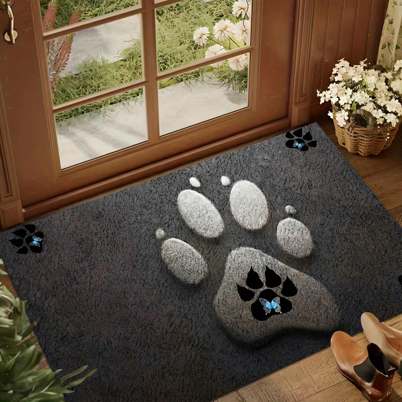 2D Paw Print Doormat Non Slip Game Room Rug Washable Kids Paly Carpet Floormat for Living Room Entryway Pet Lover Minimalist