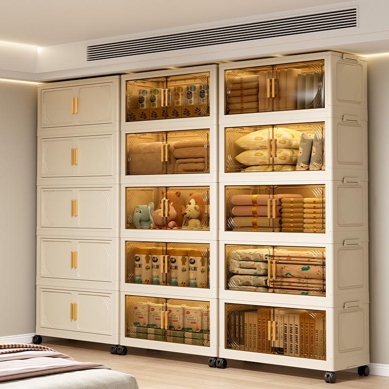 Multi-layer Folding Plastic Storage Cabinet: Shoe, Toy, and Medicine Organizer for Living Room