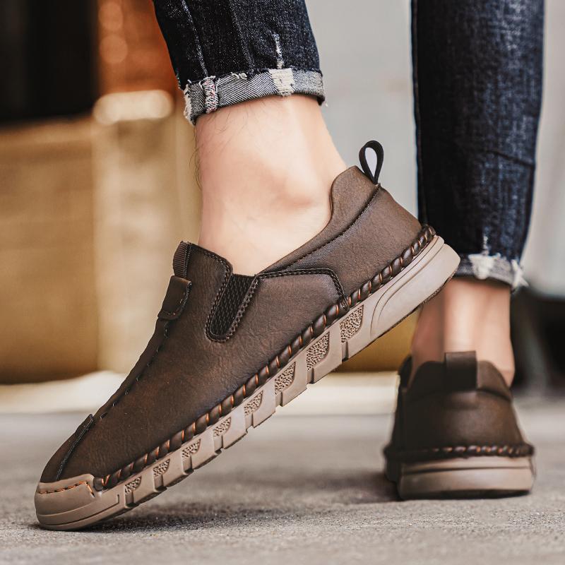 Men's Leather Casual Shoes Handmade Loafers Large Size Men's Genuine Leather Shoes Slip On Shoes