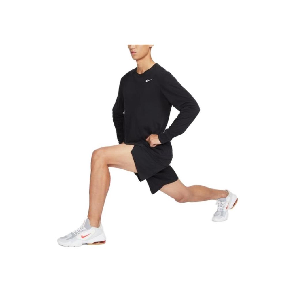 Nike Solid Color Quick-Dry Casual Long Sleeve T-Shirt Men tops Black BV7970-010