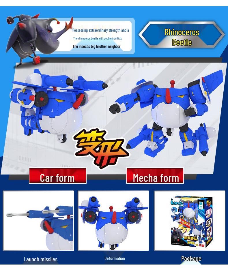 Laughing Larva Toys: Mecha Team Transforming Car-Robot Set for Boys