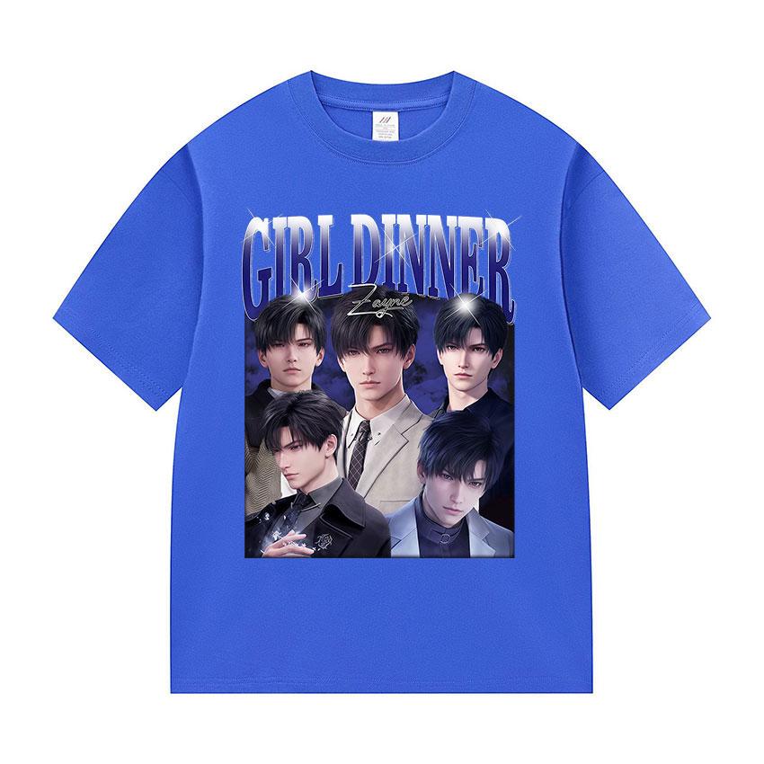 Dívčí večeře Zayne Love a Deepspace Potisk Trička Anime Pánská Dámská Móda O-výstřih Trička Léto Bavlna Krátký Rukáv Tričko