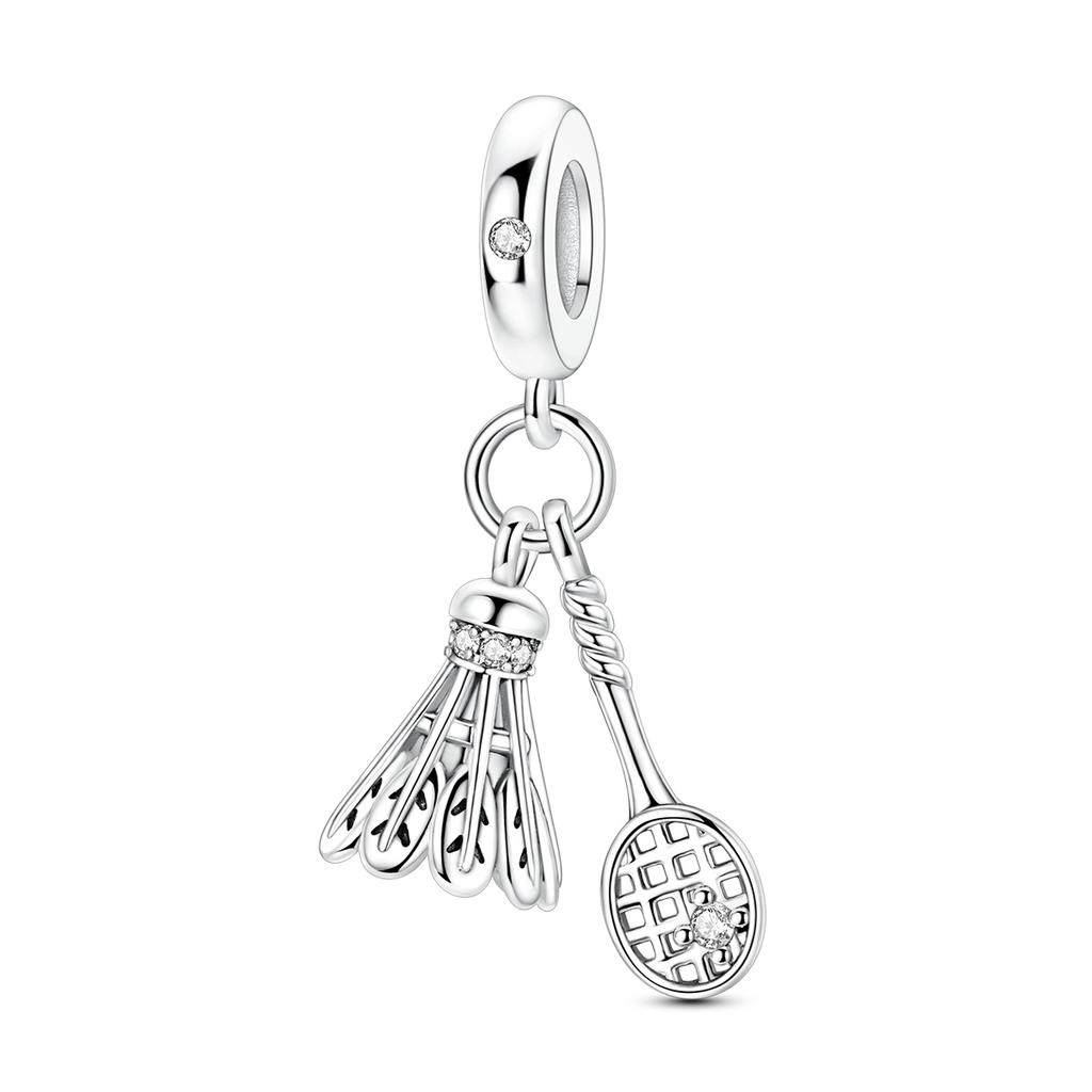 925 Silver Charms Beads Sport Basketball Football Tennis Volleyball Golden Pendant Fit Women Girl Fine Jewelry