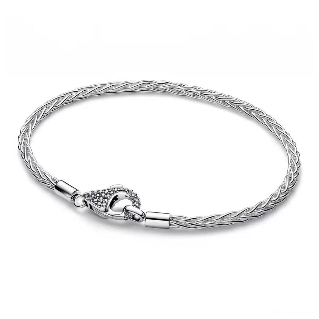 Adjustable Round Bead Bracelet S925 Pure Silver Heart Snake Bone Bracelet Charm DIY Accessories For Women's Gifts
