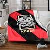 Korea Tiger Emblem Print Flannel Throw Blanket, Soft Warm Blanket for Sofa Bed Couch Home Decoration