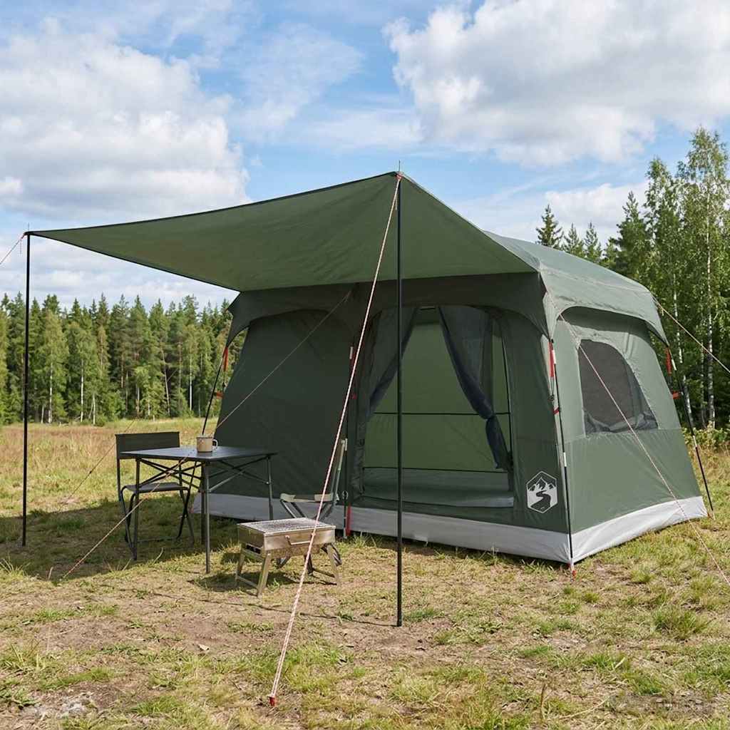 Family Tent with Roof Olive Green 380 x 260 x 190 cm Polyester