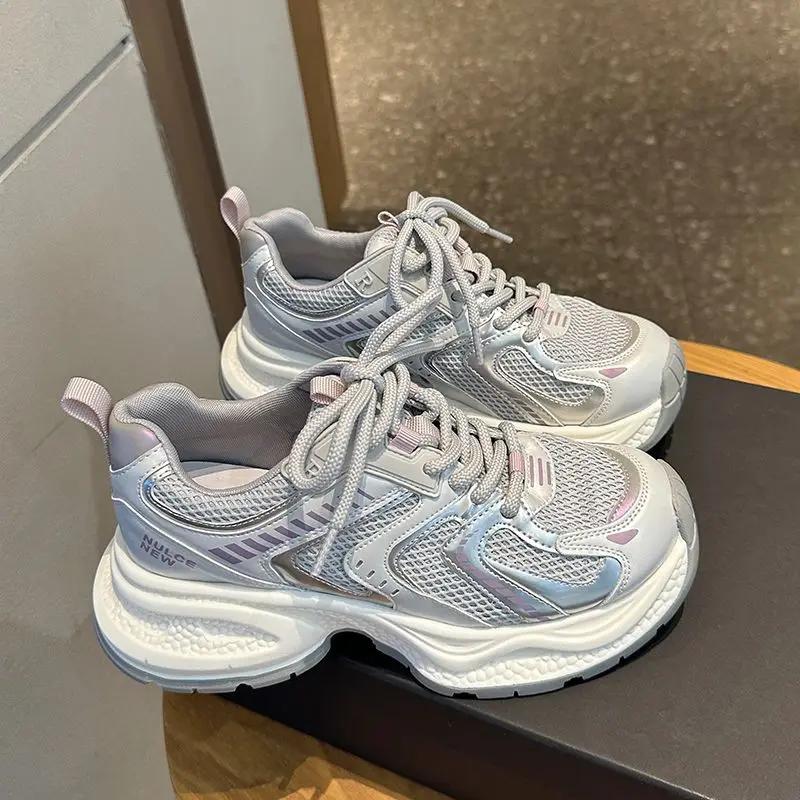 Fashion High on Platform Women's Sneakers Shoes Trends 2025 Daily Routine Walking Original Fashion New 39 Casual Ladies Footwear Sale