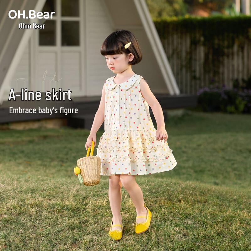 Ohm Bear Girls' Summer Polka Dot Sleeveless A-Line Dress