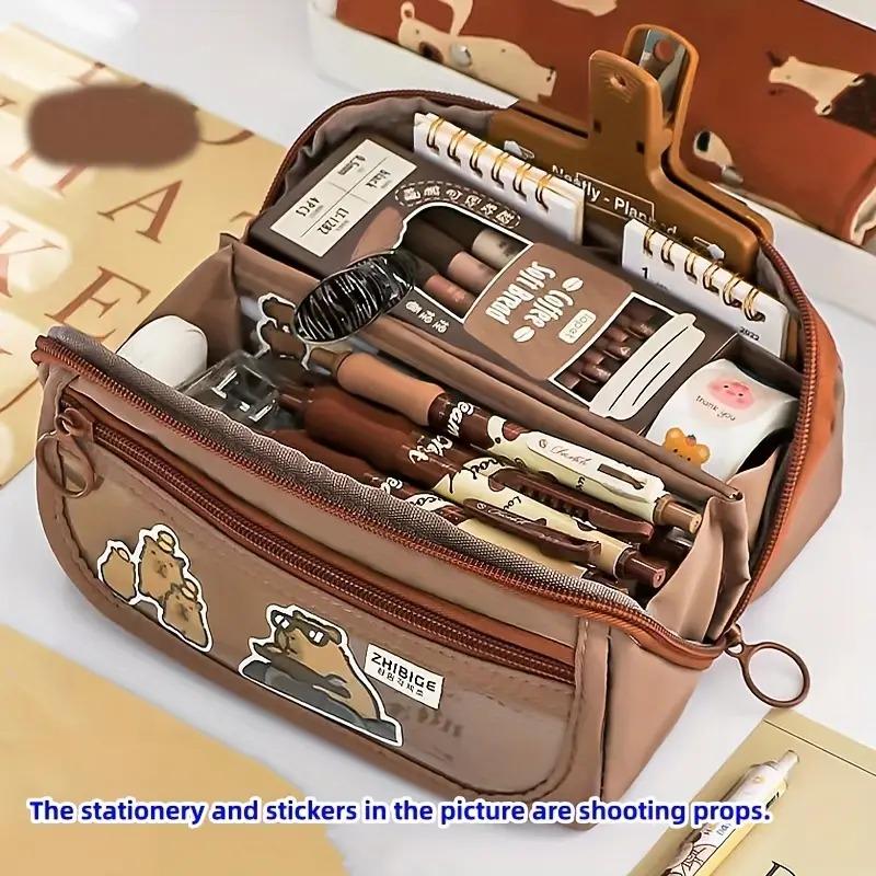 

Large Capacity Washable Stationery Bag Pencil Case Durable Multi-Compartment Pencil Case for Students School Office Supplies