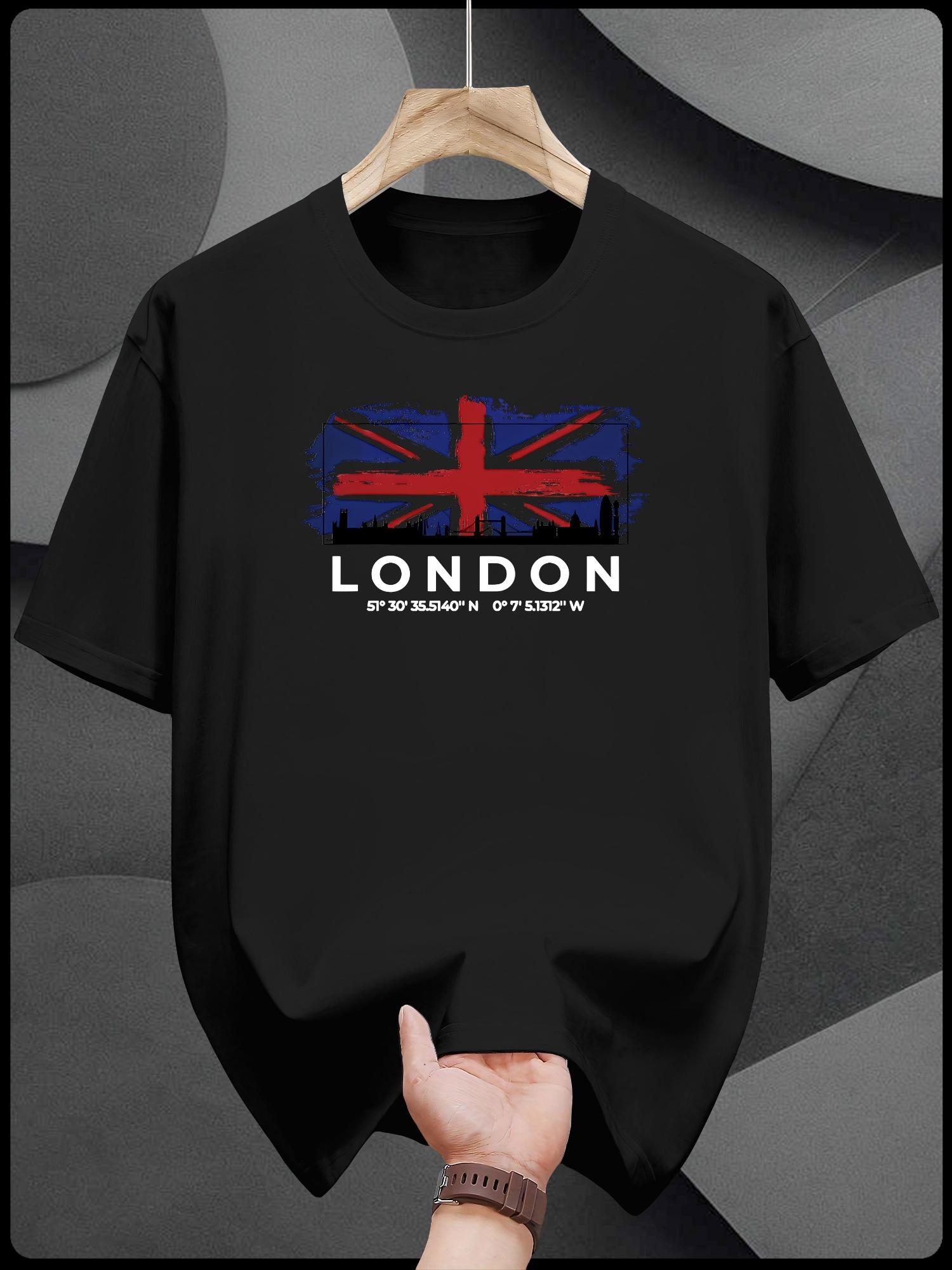 Casual Short Sleeve T-shirt - Royal Blue London Eye Print S