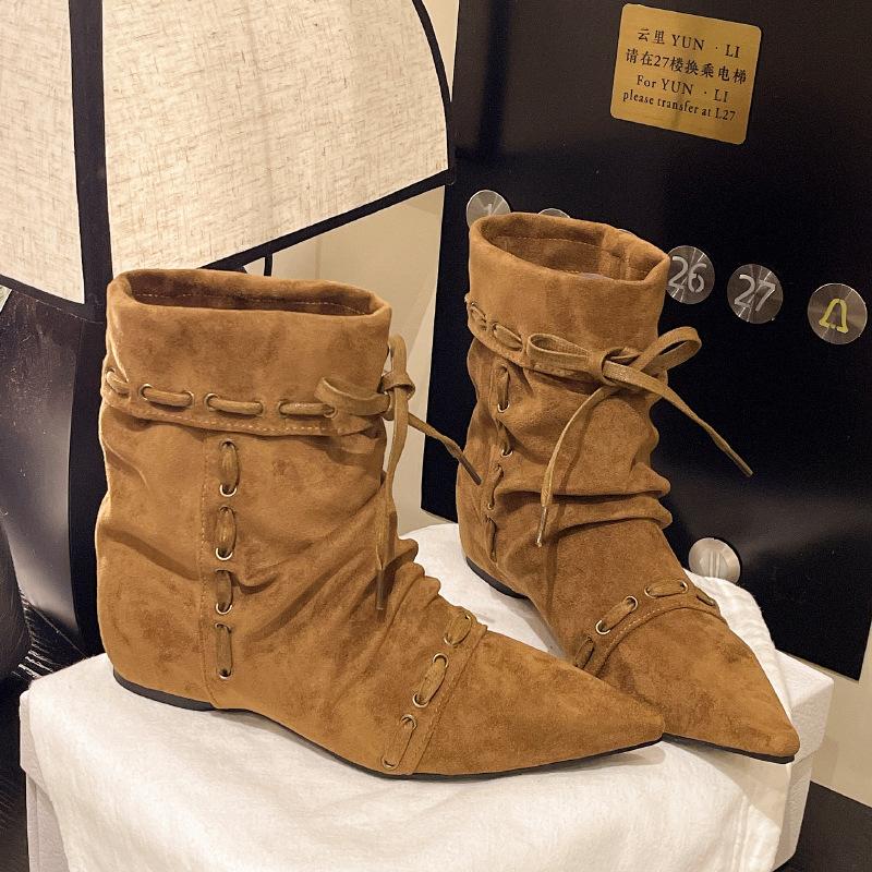

Французские остроносые ботильоны на небольшой платформе для детей, новинка лета и осени 2025 года, ковбойские ботильоны в западном стиле, ботинки Мартин 39 хаки