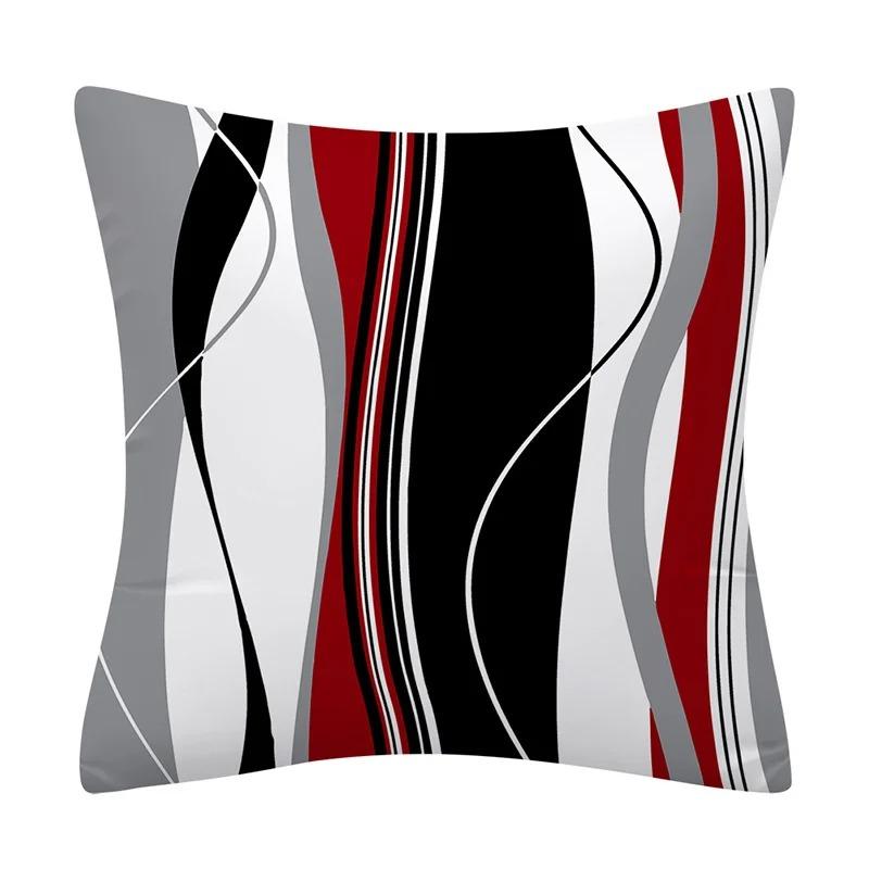 Geometric Red and Black Wave Decorative Pillowcase Car Ornaments Office Living Room Sofa Home Pillowcase