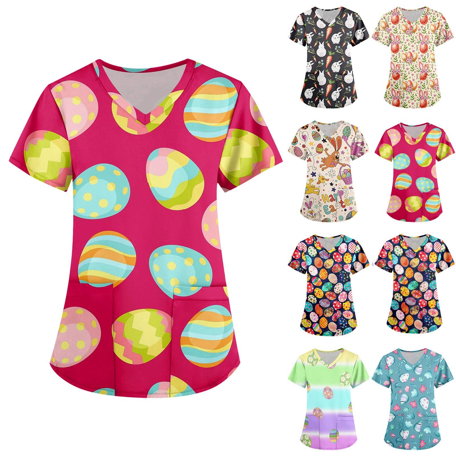 

Женская униформа с принтом, рабочая форма с карманом и v-образным вырезом, защитная рабочая форма