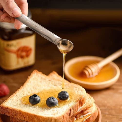 Ensemble de 7 cuillères à mesurer YFWOOD, Cuillère à mesurer la farine, Cuillère à soupe en acier inoxydable, Cuillère à café, et Spatule fine, Importé d'Europe et des États-Unis, Ea