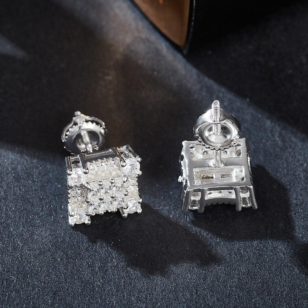 Square 925 Silver Moissanite Wedding Earrings for Brides 925 Sterling Silver Ladies Moissanite earrings
