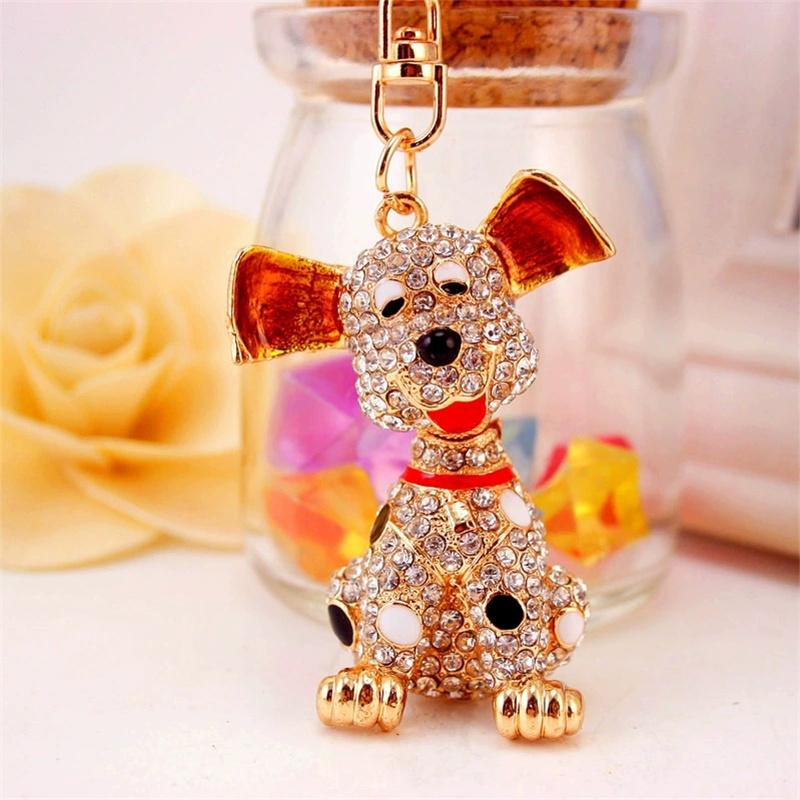 1/2/3PCS Cute Full Rhinestone Dog Crystal Pendant Keychains For Women Car/Bag Key Chains Holder Bag Charm