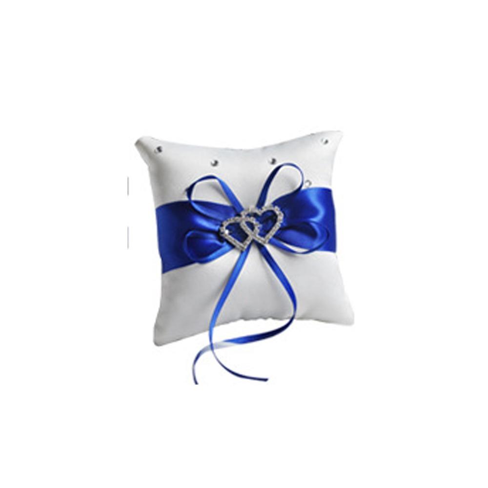 European Double Heart Ring Bearer Pillow Bowknot Ribbon Cushion  Home Wedding Bridal