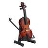 Wooden Mini Violin Model with Stand Playable Tiny Violin Figurine Miniature Musical Instrument Ornament Home Office Desktop Decoration