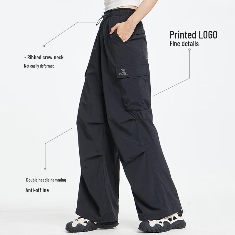 CAMEL Unisex Spring Wide-Leg Cargo Parachute Pants