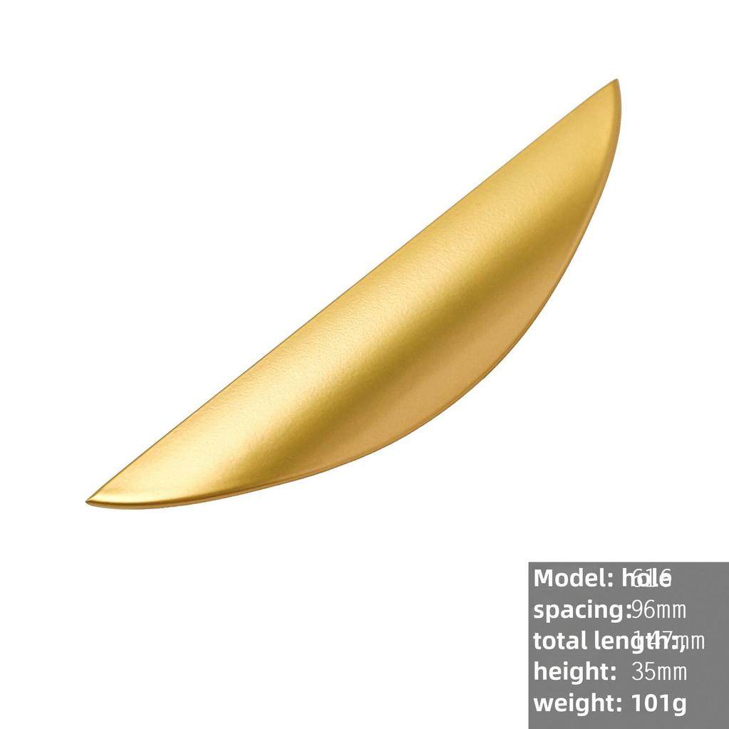 Nordic Crescent Copper Cabinet Handle - Modern Black & Gold Drawer Pull