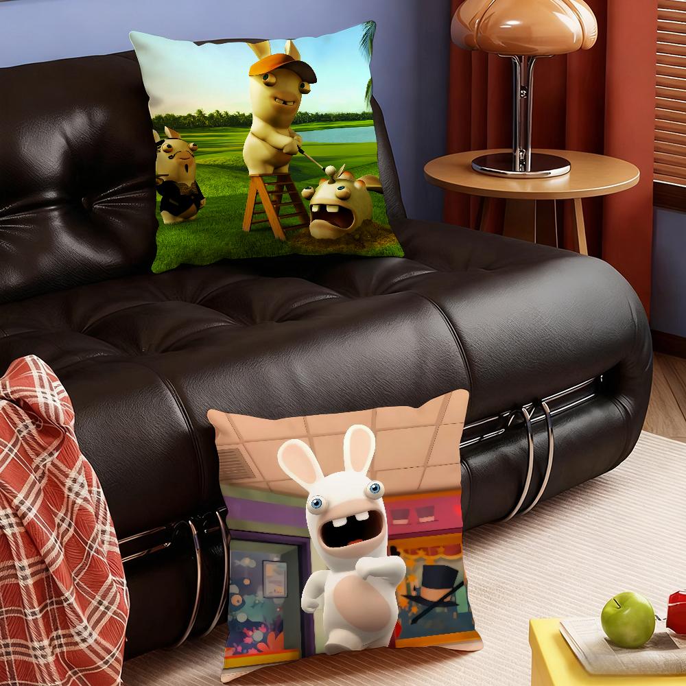 Fun Game RRaving RRabbids Cute Pillow Case Bedroom Sofa Living Room Backrest Decoration Square Cushion Nap Time