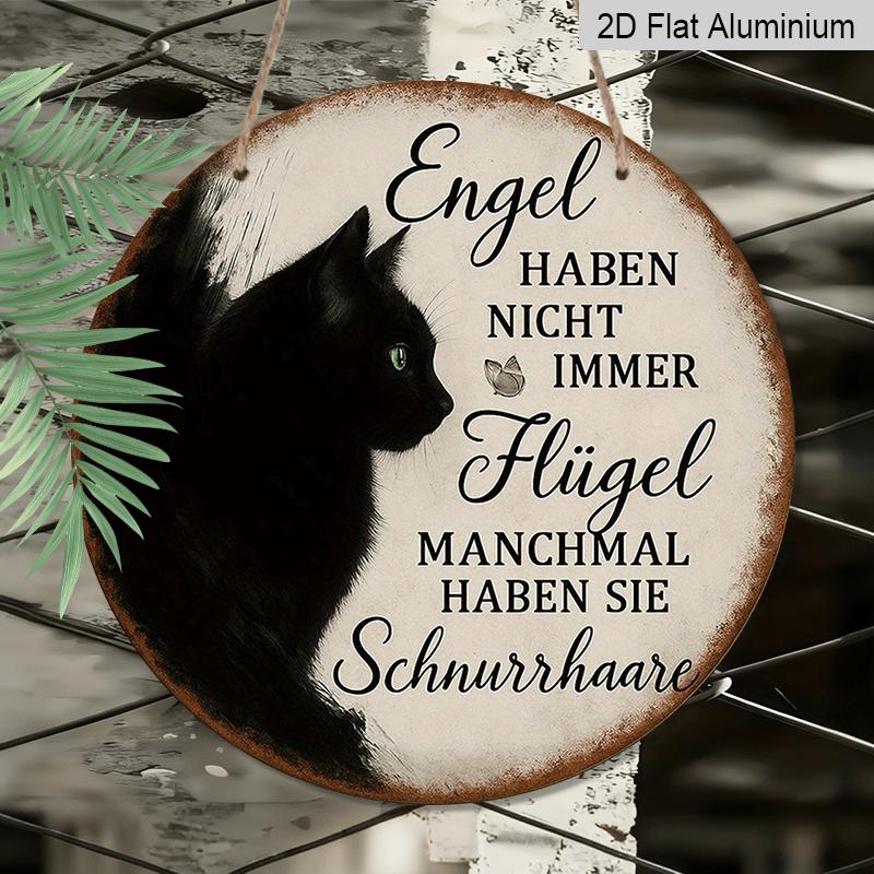 2D Flat, 1pc Round German Aluminum Hanging Sign, Featuring a Vintage Decorative Plaque with the Phrase "Angels Don't Have Wings, Sometimes They Have