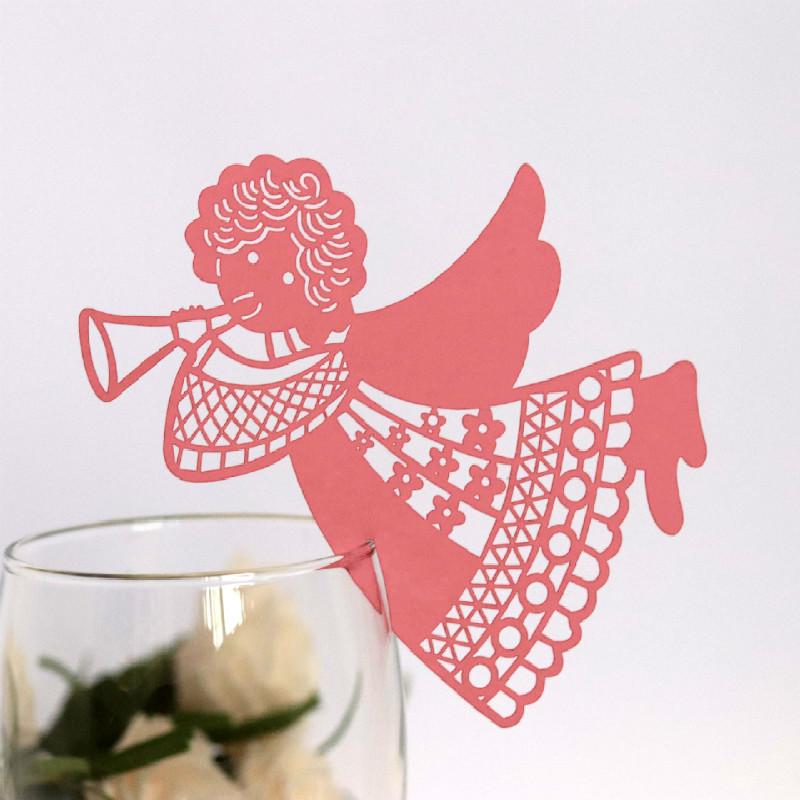 50Pcs /Lot Red Wine Cup Card Girl Hollow Wedding Place Card Angel Shaped Bird Butterfly Pupil Elegant Design