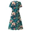Women's Summer Casual Fashion Floral Print Short Sleeve V-Neck Swing Dress