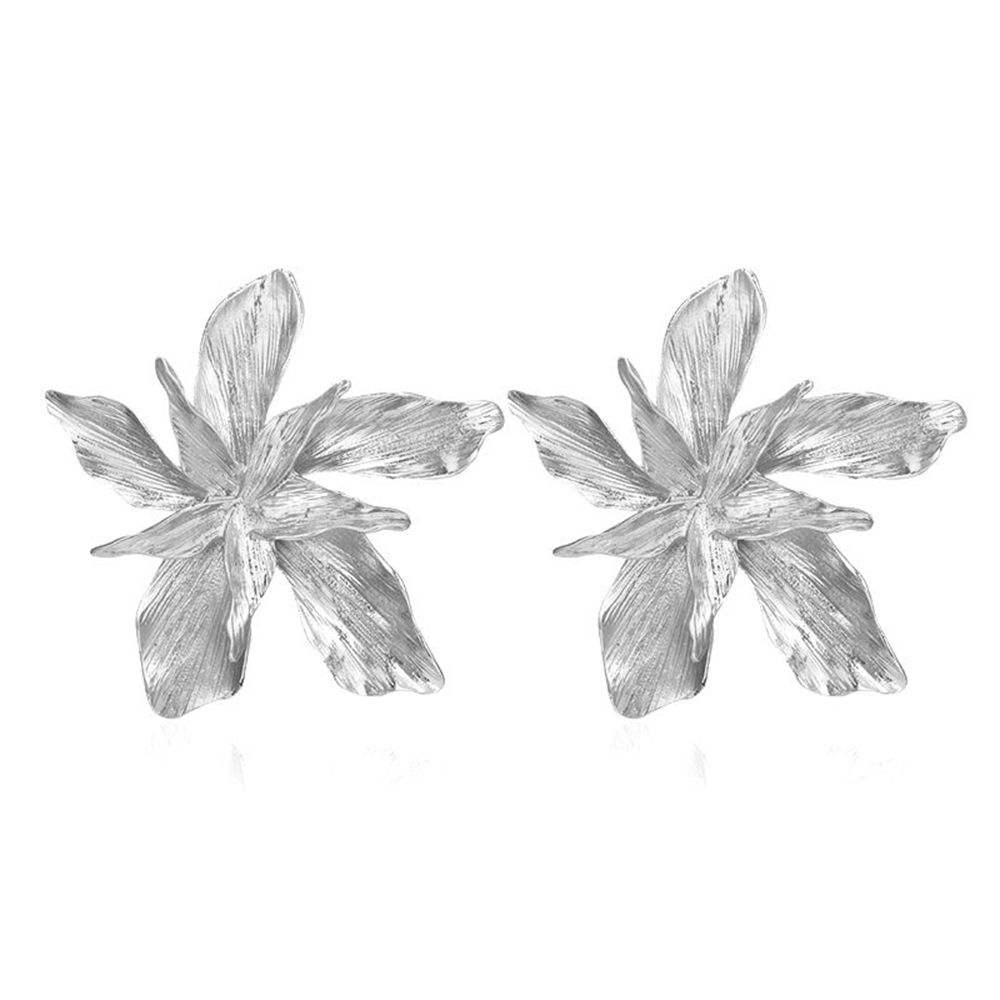 Trendy Party Wedding Elegant Charm Big Flower Ear Stud Drop Dangle Floral Earrings Metal