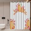 Autumn Minimalist Pumpkin Shower Curtain, Anti-Fog,  Vibrant Fall Floral Design,Cozy Seasonal Bathroom Ambiance