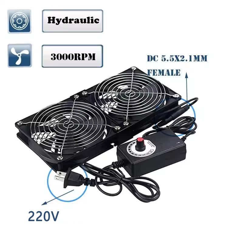 3000RPM Lüfterkühlung mit Controller 120mm 12cm 12V 220V Btc Maschinengehäuse Workstation Schrank Kühler Serverlüfter für GPU VGA