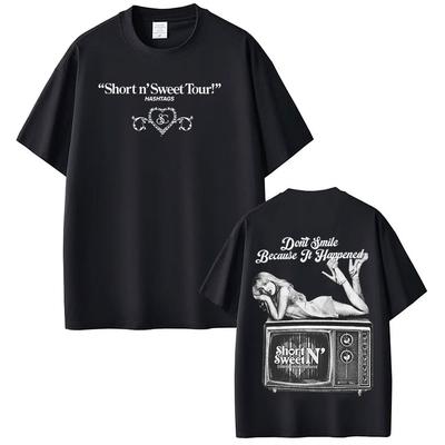 Sabrina Carpenter Short and Sweet Tour Magliette Grafiche Uomo Donna Musica Pop Vintage Regalo per Fan T-shirt Cotone Casual Moda T-shirt