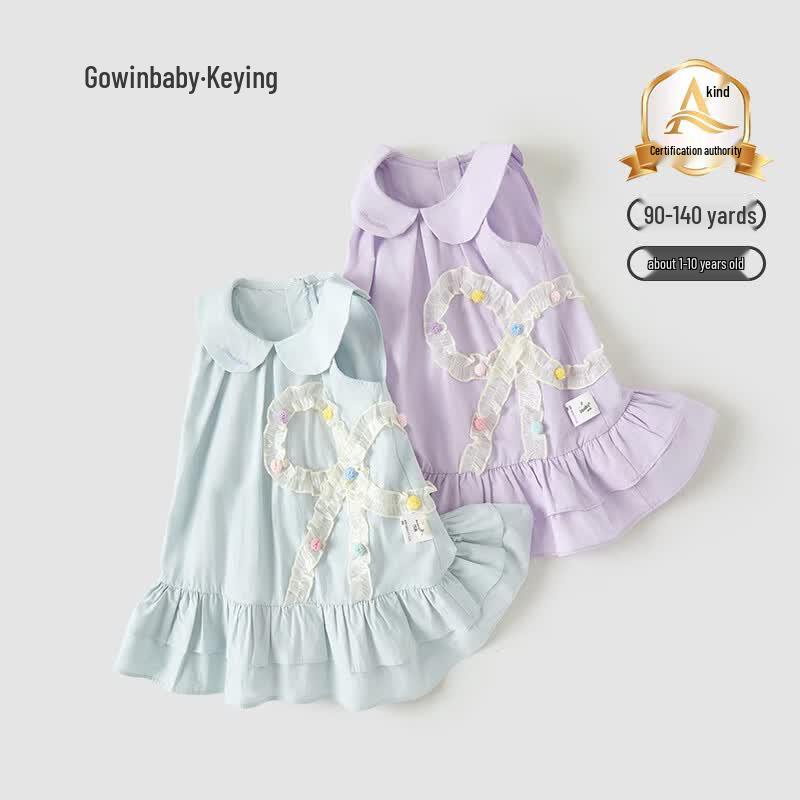 

Сладкое платье-жилет для девочек GOWINBABY с воротником-куклой и 3D-бантом 110