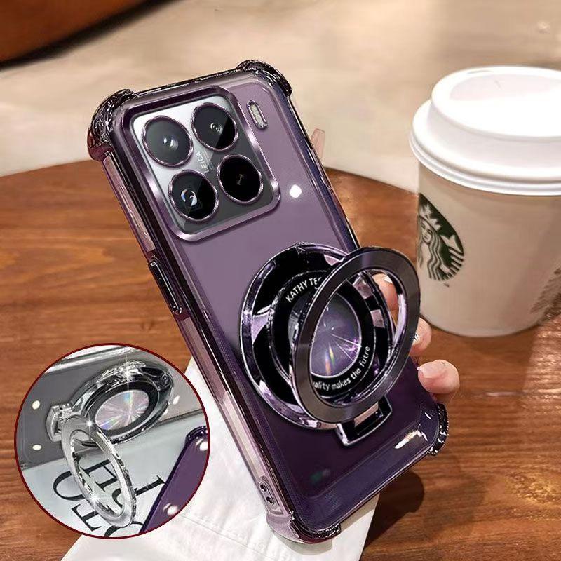 Shockproof Plating Magnetic Bracket Magsafe Case on For OPPO Reno 14 14F13 12 11 Reno14 Reno13 F Pro 13F 12F 11F Silicone Cover
