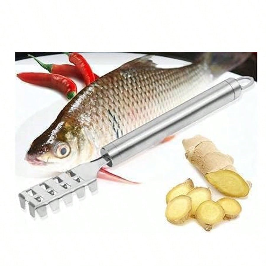 Fischschuppenentferner, Fischschuppenbürste, Edelstahl-Serrationen, Leicht zu entfernende Fischschuppen, Hautreinigungswerkzeug, Schaber, Geeignet für Köche, Hobbyköche