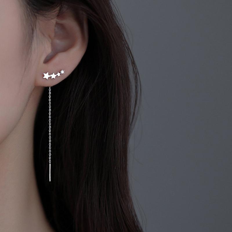 Trend Long Wire Tassel Thread Chain Climb Star Heart Beads Pendants Drop Earring