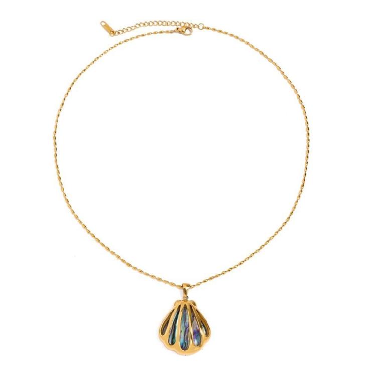 

Beach Holiday Necklace for Women Trendy Stainless Steel Chain With Adjustable Length Shell Starfish Designs Jewelry Gift
