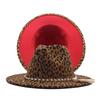 Autumn and winter British style men and women double-sided color matching printed woolen jazz hat new fashion flat-brimmed hat big eaves hat