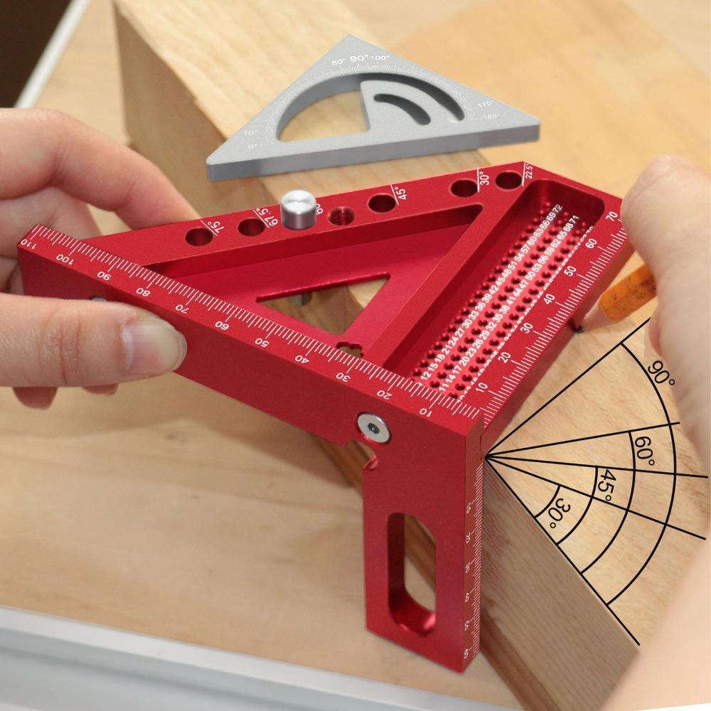 Red and Gray Multi Angle Ruler Precision Hole Scribing Carpenter Square Woodworking