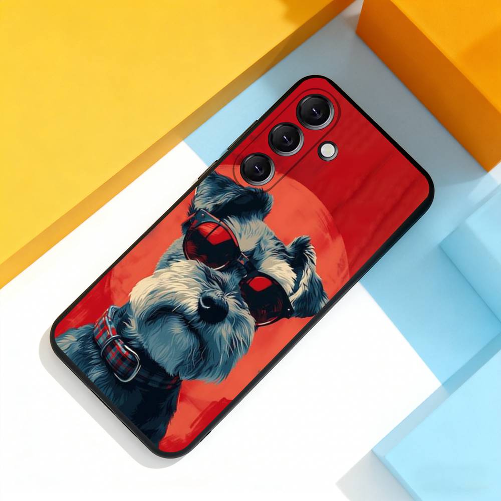 Cartoon S-Schnauzer Dog Phone Case For Samsung Galaxy A 22,71,53,52,51,72,73,5G,Note,J7,8,9 Soft Black Cover