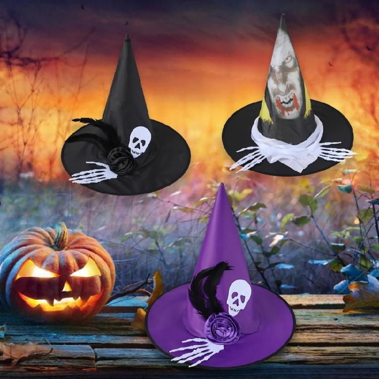 Halloween Witch Caps for Cosplay Veil Spiders Wizard Hat Adult Unisex Witch Hat Costume Pointed Hat Festival Holiday Hat